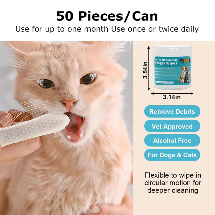 Pet Dental Finger Wipes – Easy Oral Cleaning for Dogs & Cats 🐶🐱