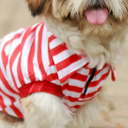 Red Striped Dog Polo Tee